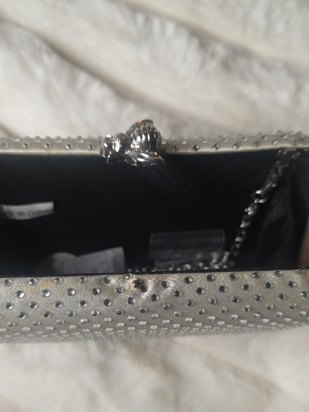 Elegant Silver Crystal-Stud Evening Clutch - Picture 4 of 7